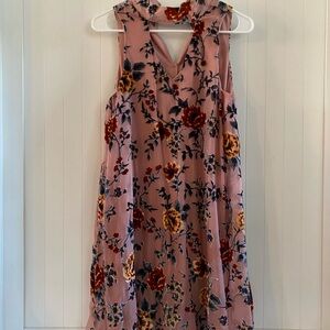 Floral Pink Dress with Velvet Floral